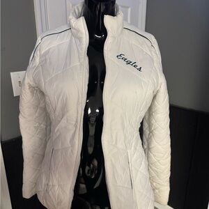NFL Eagles White Quilted Puffer Jacket